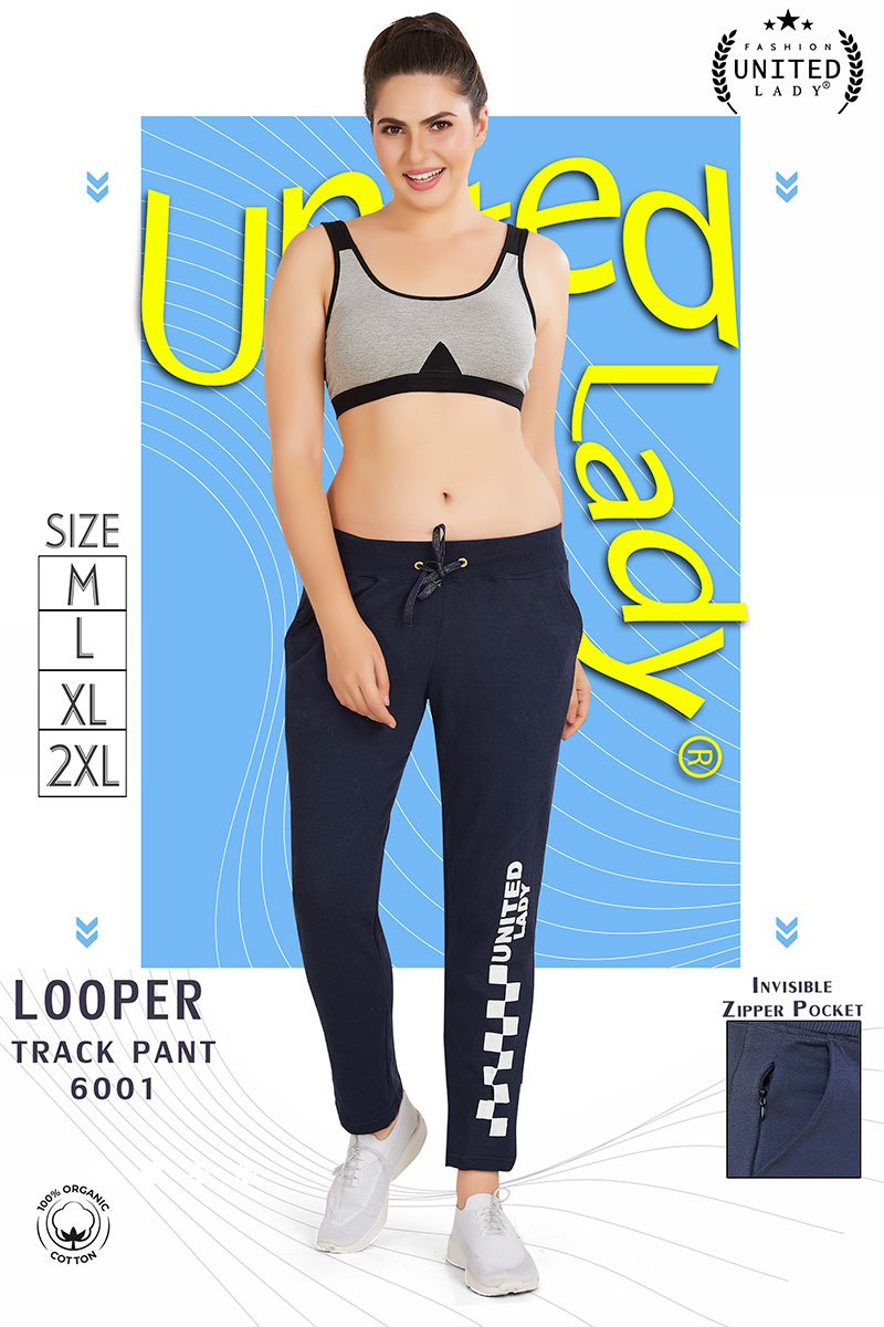 Women Loop Knit Track Pant Navy Blue - United Lady